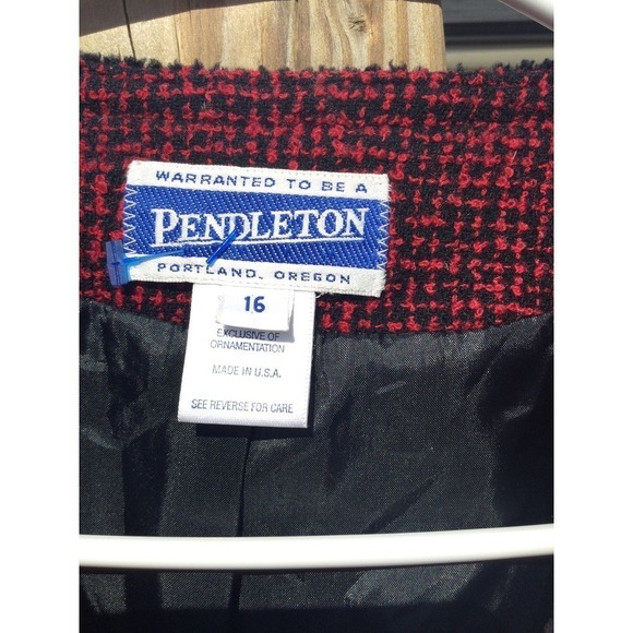 Vintage Pendleton Womens Wool Jacket Size 16 Burgundy Red Tweed Cardigan Classic - Picture 2 of 13
